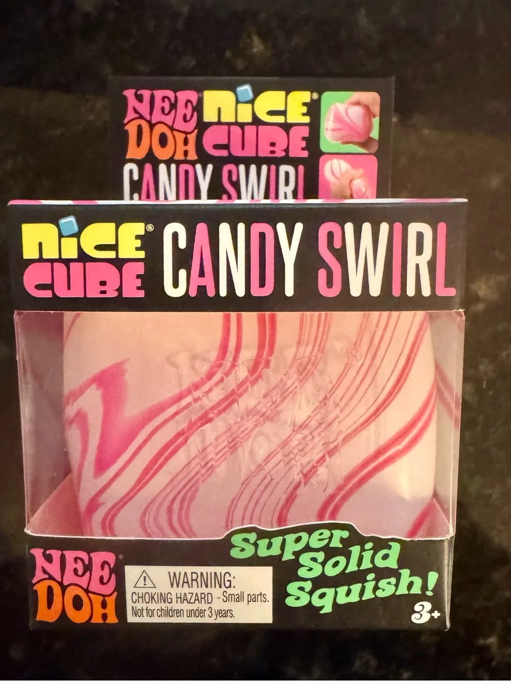 Needoh Nice Cube Candy Swirl- Pink & White Swirl